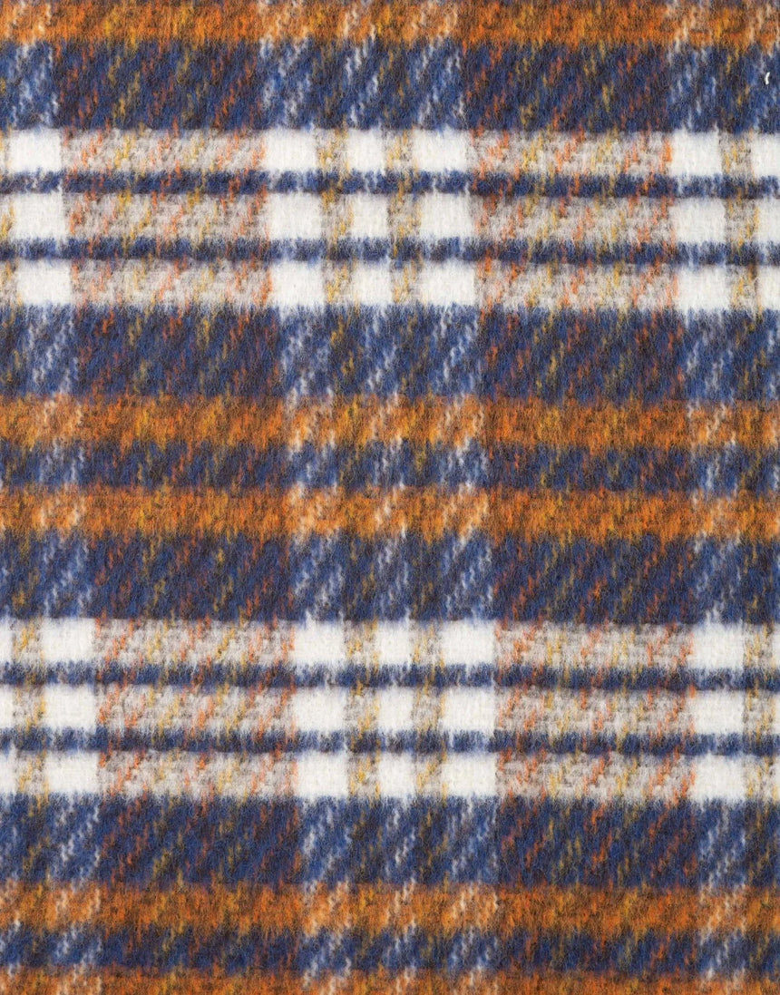 Remnant 65cm - Cognac Check Wool Blend Coating Fabric