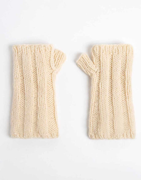 Wool Couture Knitting Kit Ivory Fingerless Alpaca Gloves Knitting Kit, Wool Couture 15853