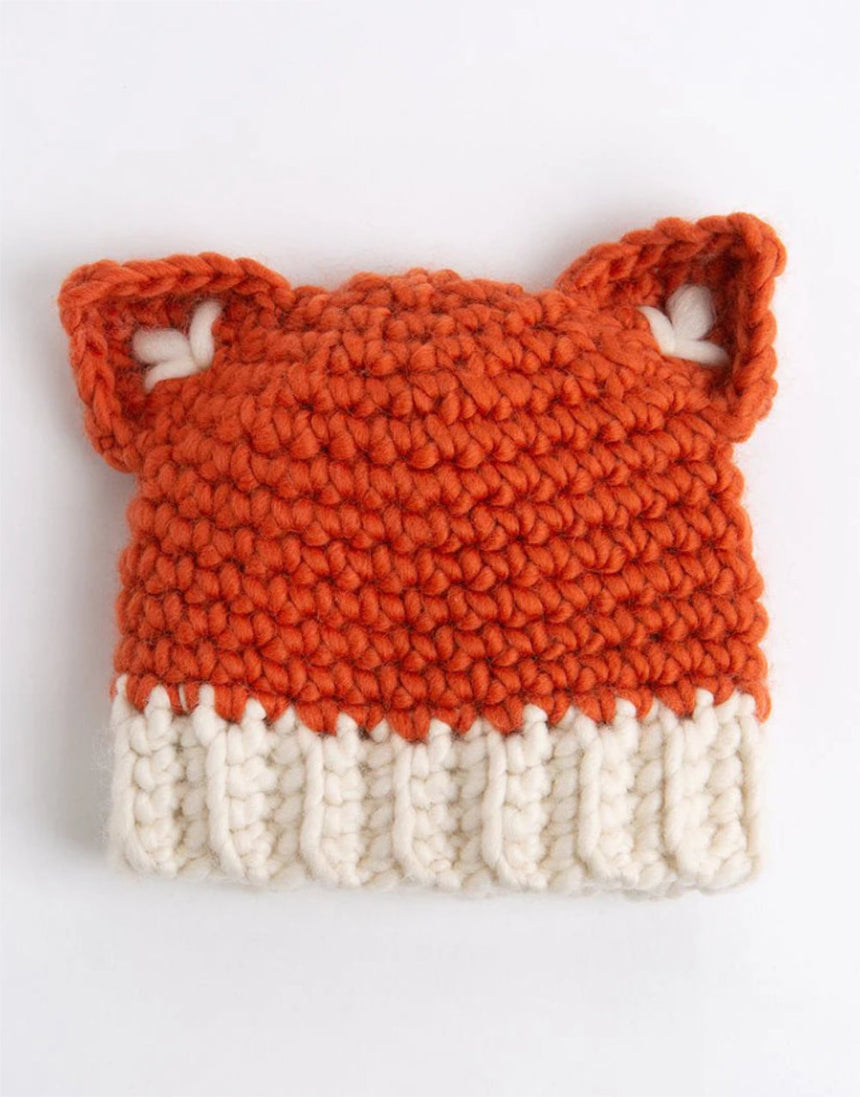 Child Fox Hat Crochet Kit, Wool Couture