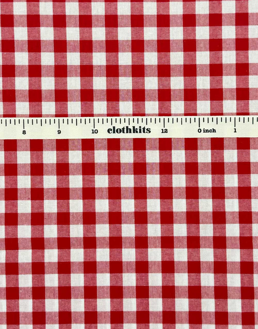 Small Red Yarn-Dyed Gingham Cotton Fabric