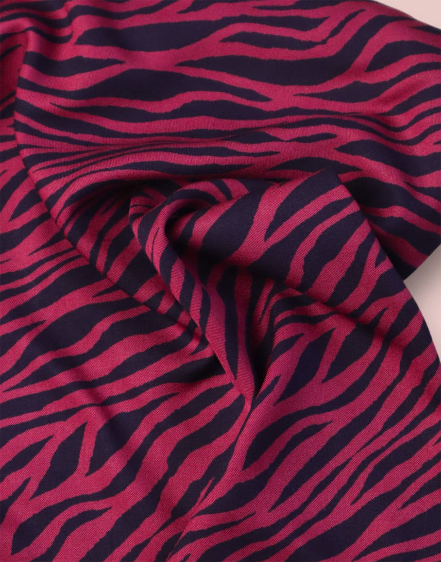 Fuchsia & Indigo Zebra EcoVero Viscose Twill Fabric, Mind the MAKER