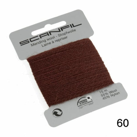 Scanfil Thread 60 - Brown Wool Scanfil Mending Thread, Darning Wool, Various Colours 8712102760608 8712102760608