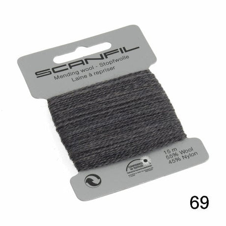 Scanfil Thread 69 - Charcoal Wool Scanfil Mending Thread, Darning Wool, Various Colours 8712102760691 8712102760691