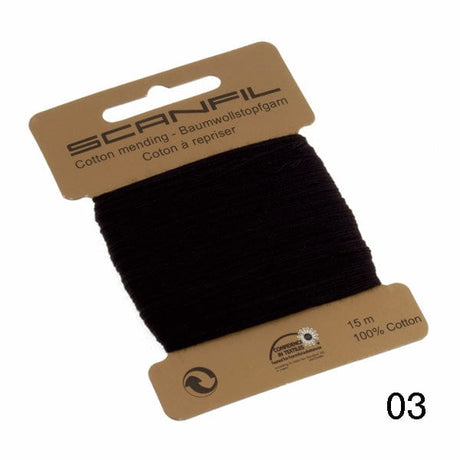 Scanfil Thread 3 - Black Cotton Scanfil Mending | Darning Thread, Various Colours 8712102761032 8712102761032