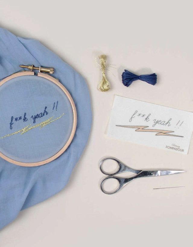 Britney Pompadour Embroidery F**K Yeah Embroidery Kit, Britney Pompadour