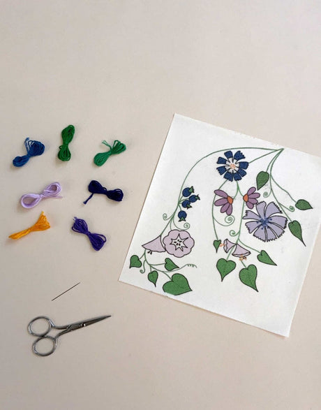 Britney Pompadour Embroidery Purple Flowers Super Big Easy Embroidery Kit, Britney Pompadour