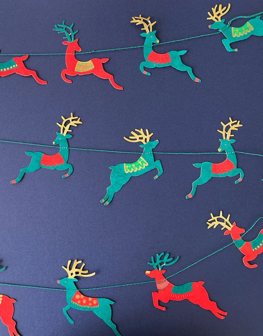 East End Press Christmas Decoration Colourful Reindeer Paper Garland, East End Press 13751