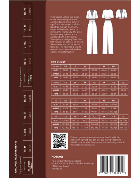Friday Pattern Co Two Piece Set The Saguaro Set Sewing Pattern, Friday Pattern Co 85001382125