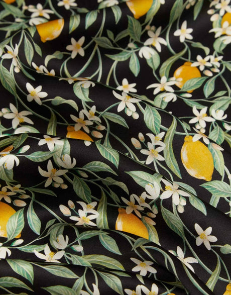 Liberty Fabrics Liberty Fabrics Belgravia Silk Satin AW22: The House of Liberty Liberty Fabrics Belgravia Silk Satin, Lemon Blossom A 13630