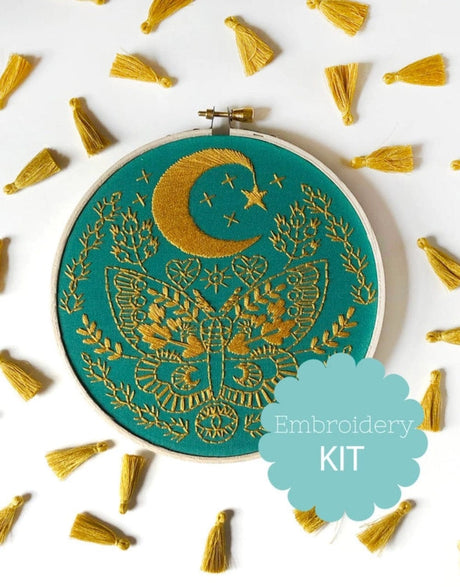 Rikrack Embroidery Lunar Moth Embroidery Kit, Rikrack 850030308009 850030308009