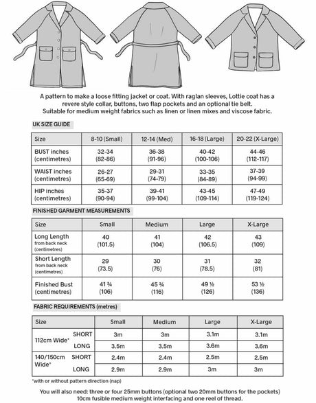 Sewgirl Sewing Patterns Lottie Coat Sewing Pattern, Sewgirl 13300