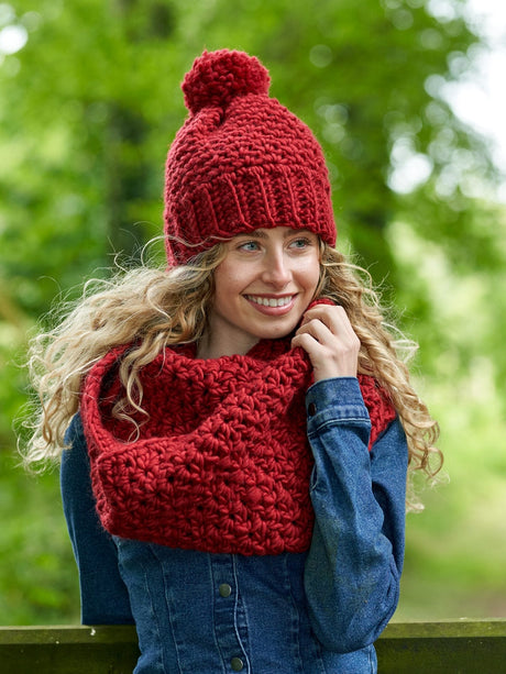 West Yorkshire Spinners Crochet Patterns Ruby Crochet Hat and Cowl Pattern for Retreat Super Chunky Roving Yarn, PDF Download 5053682005004