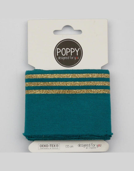 Not Specified Ribbing Teal and Gold Triple Striped Cuffing by Poppy 10649