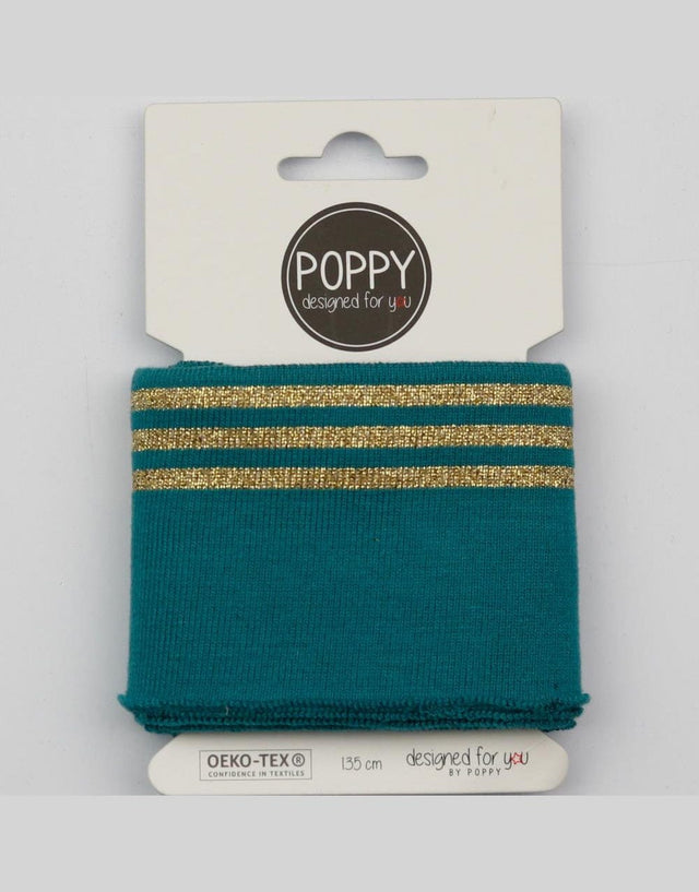 Not Specified Ribbing Teal and Gold Triple Striped Cuffing by Poppy 10649