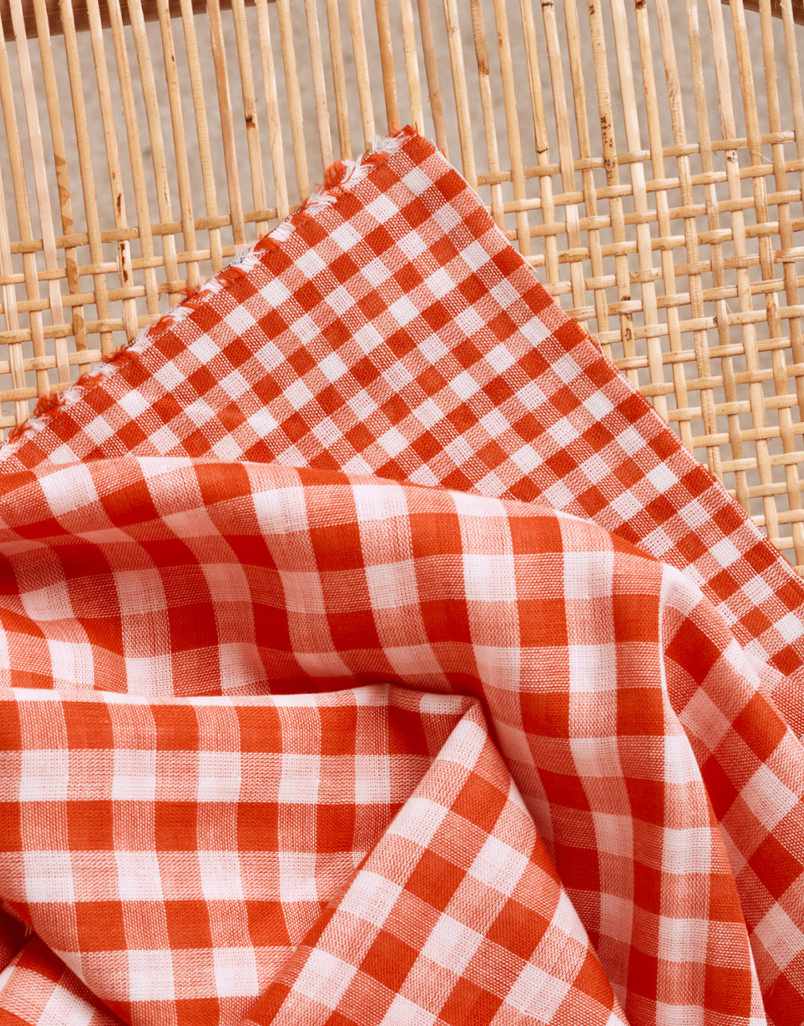 Atelier Brunette Double Gauze Orange / Gingham Tangerine Double Sided Gingham Cotton Double Gauze, Atelier Brunette 14930