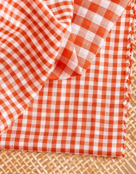 Atelier Brunette Double Gauze Orange / Gingham Tangerine Double Sided Gingham Cotton Double Gauze, Atelier Brunette 14930