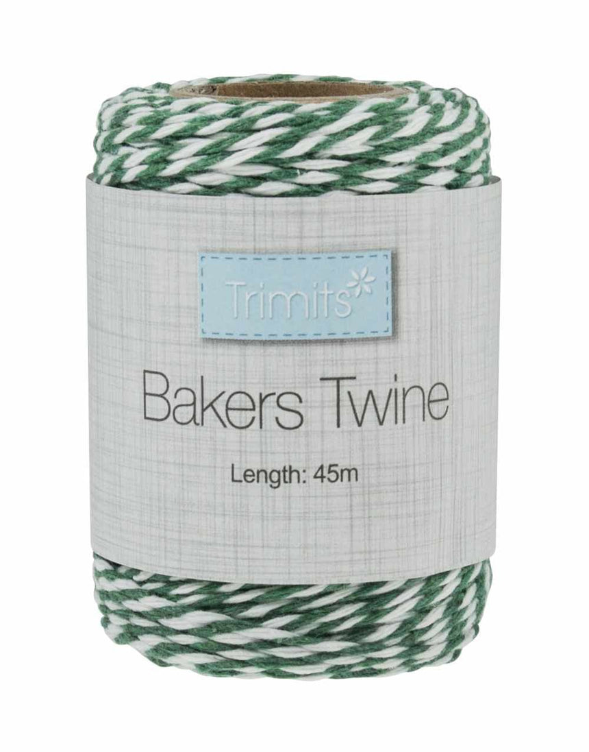 Not Specified Ribbon & Trimming Green & White Bakers Twine, 45m Roll 5022306796420