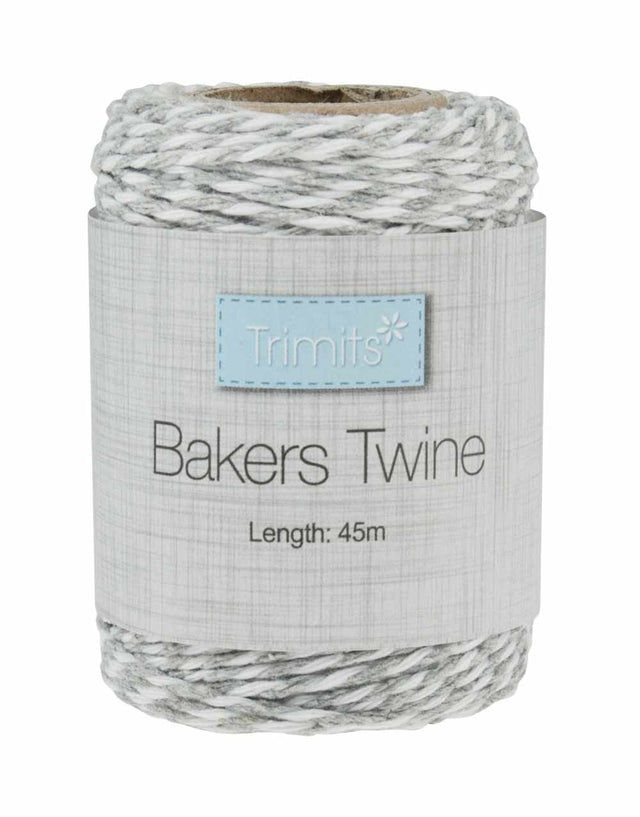 Not Specified Ribbon & Trimming Grey & White Bakers Twine, 45m Roll 5022306796444