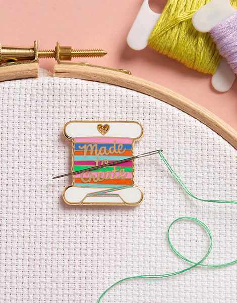 Bobbin Magnetic Needle Minder, Caterpillar Cross Stitch