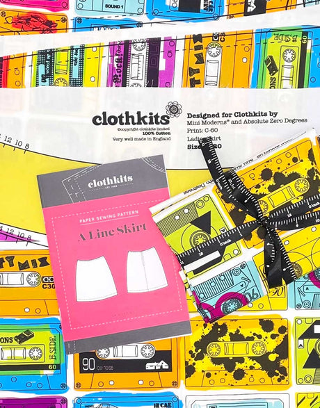 Clothkits Skirt C60 Retro Tapes Mini Moderns Skirt, Clothkits® Dressmaking Kit 12002