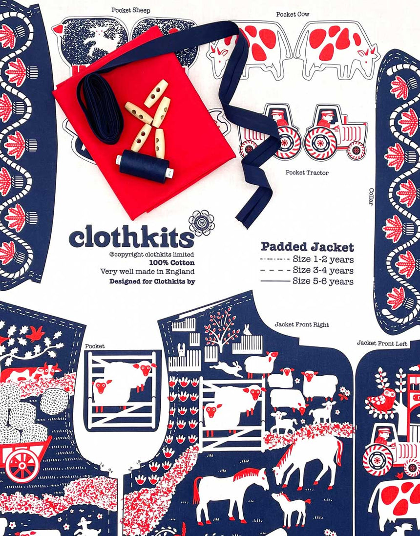 Clothkits Padded Jacket Blue Clothkits® Classic Vintage Padded Farm Jacket, Children's Dressmaking Kit, Ages 1-6 61915170