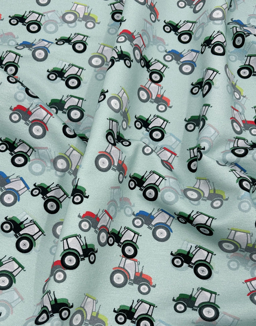 Old Green Tractors French Terry Fabric