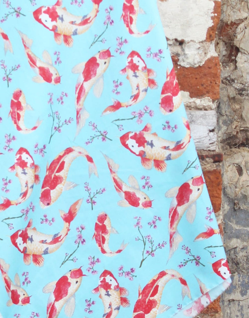 Not Specified Cotton Poplin Blue / Animals Birds & Nature Goldfish, Printed Cotton Fabric 16585506