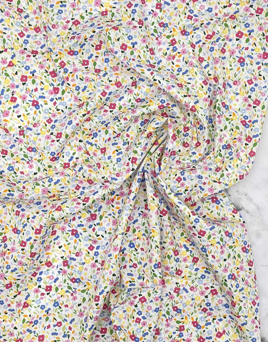 Not Specified Cotton Poplin Multicolour / Floral White Sophie Floral, Printed Cotton Poplin Fabric 13431