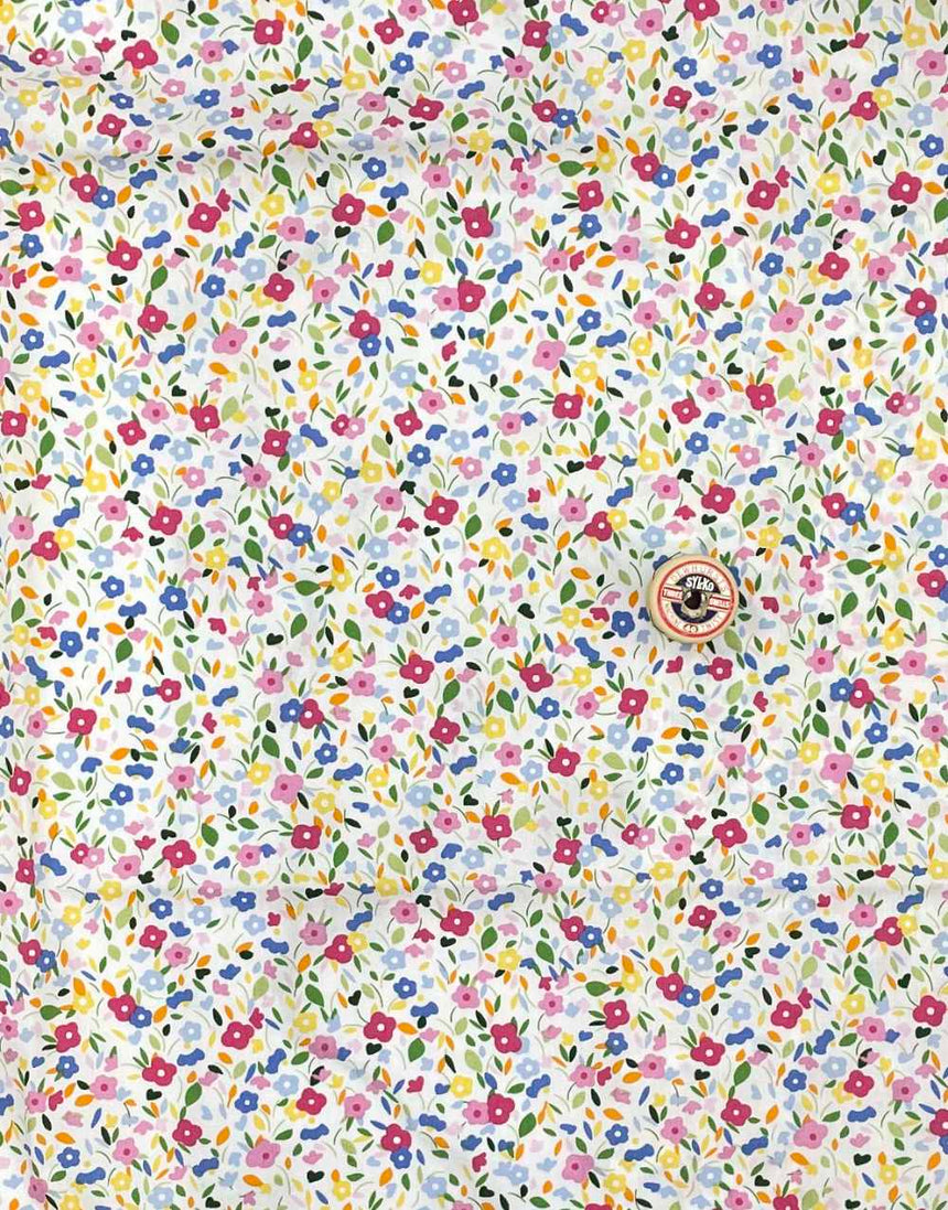 Not Specified Cotton Poplin Multicolour / Floral White Sophie Floral, Printed Cotton Poplin Fabric 13431