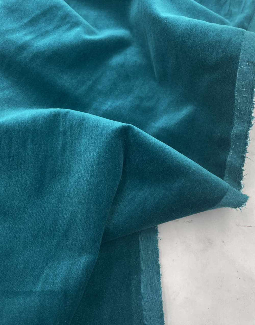 Not Specified Velvet Teal Cotton Velvet Fabric 15687