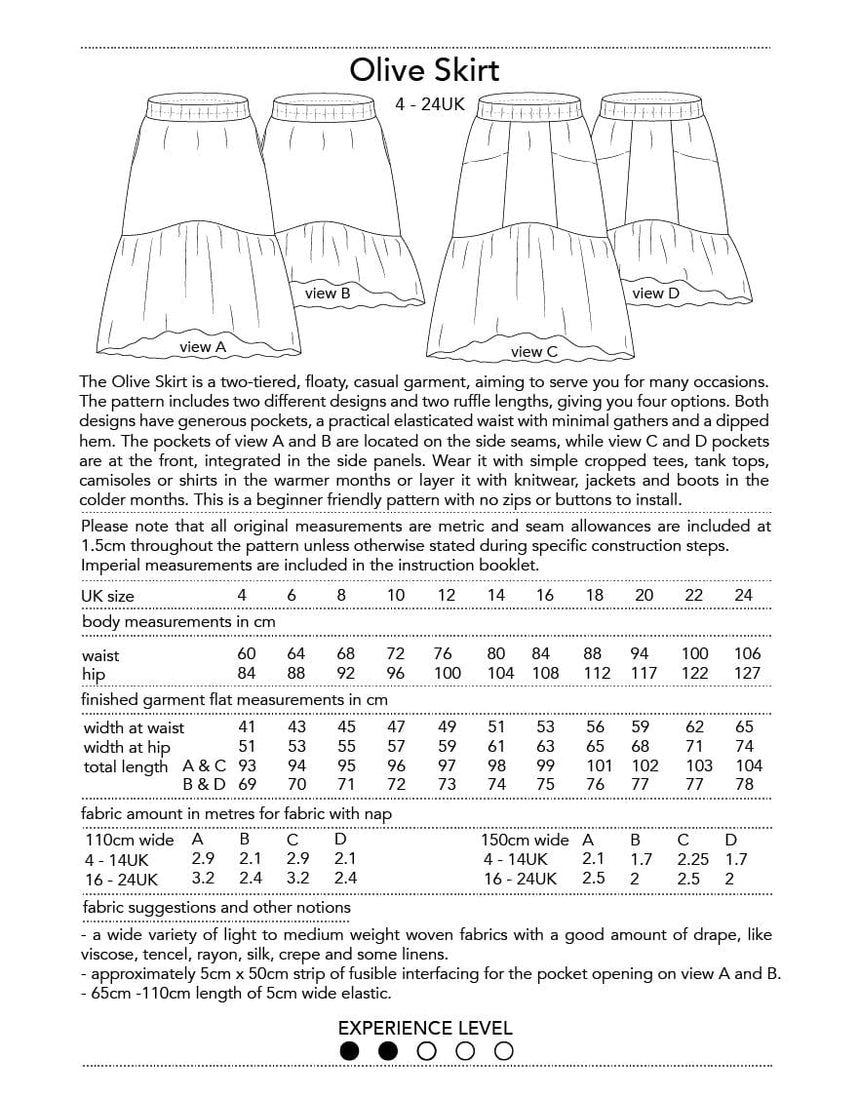 Dhurata Davies Skirts Olive Skirt Sewing Pattern, Dhurata Davies 10730