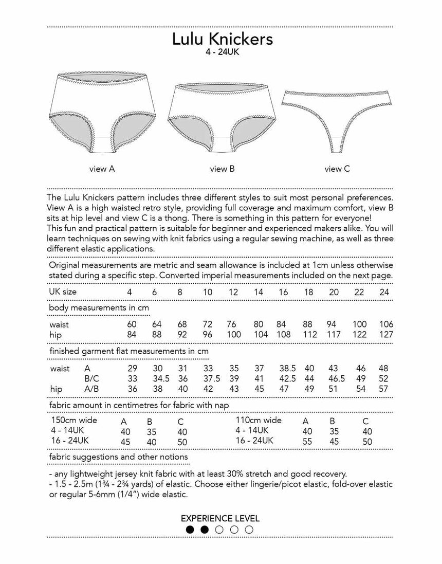 Dhurata Davies Lingerie & Sleepwear Lulu Knickers Sewing Pattern 4-24UK  by Dhurata Davies 71736610