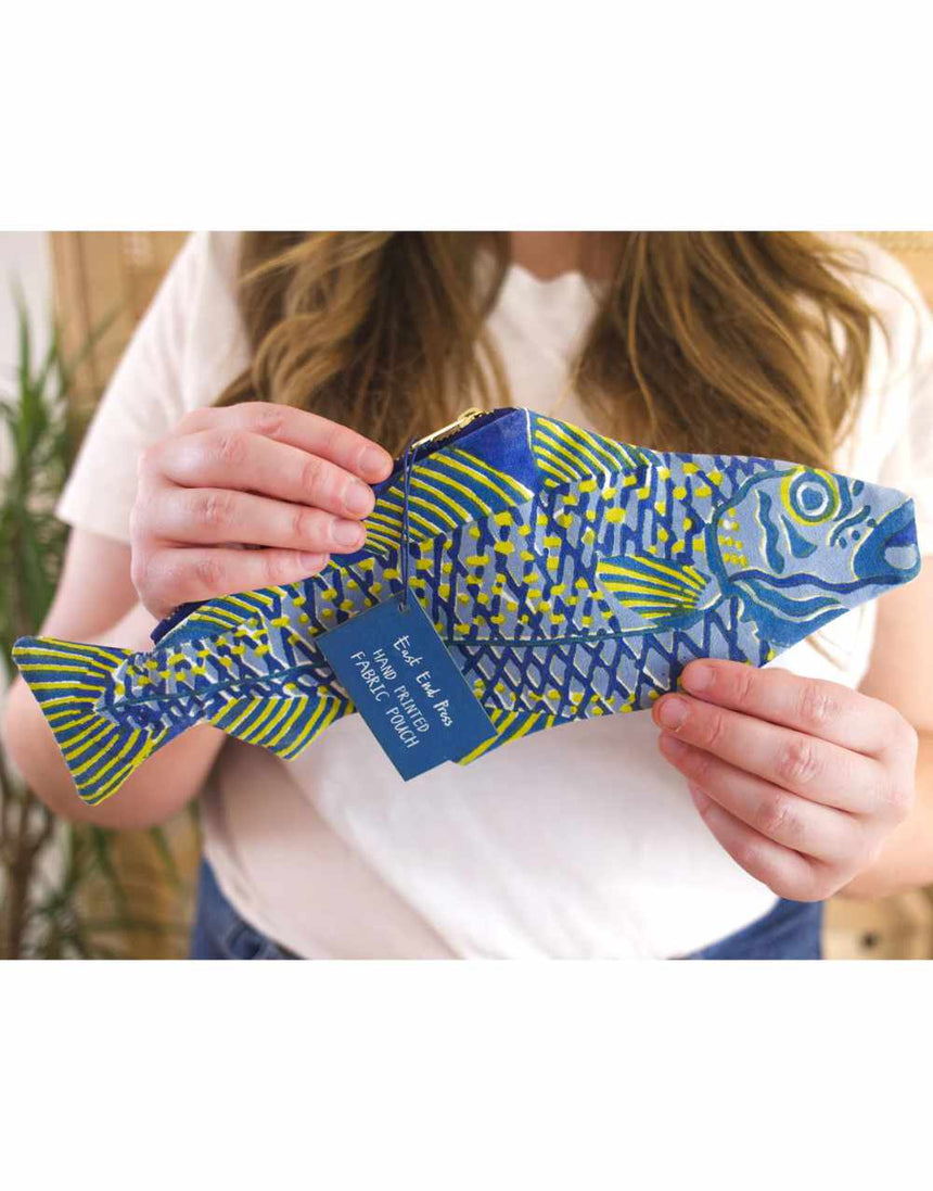 Fish Zipped Fabric Pouch, East End Press