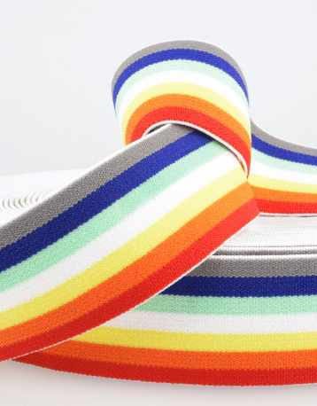 Not Specified Fancy Elastic Rainbow Striped Waistband Elastic 40mm 15695