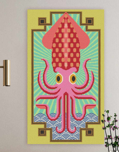 Emily Peacock Cross Stitch Ruby the Giant Squid Wall Hanging, Emily Peacock Counted Cross Stitch Kit 15305