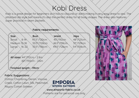 Emporia Patterns Dresses Kobi Dress Sewing Pattern, Emporia Patterns 14691