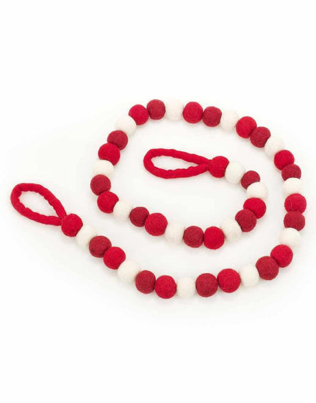 Felt So Good Christmas Decoration White & Red Handmade Felt Christmas Bubble Garland 13823