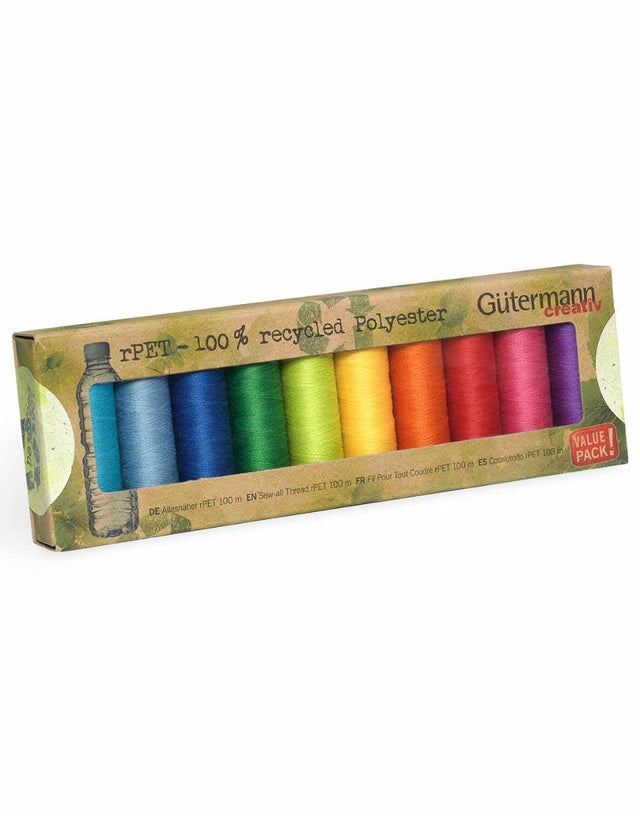 Gutermann Thread Gutermann Sew-All Recycled Thread Set, Rainbow Colours 4029394648984 4029394648984