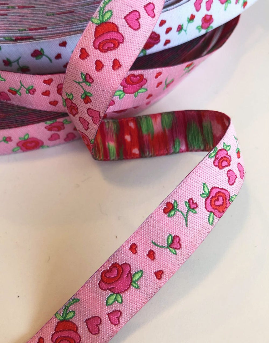 Not Specified Ribbon & Trimming Roses on Pink 12mm Woven Ribbon by Helga and Friends RosesonPink1DefaultTitle