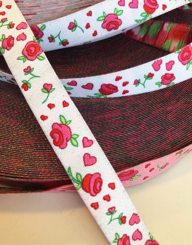 Not Specified Ribbon & Trimming Roses on White 12mm Woven Ribbon by Helga and Friends RosesonWhiteDefaultTitle