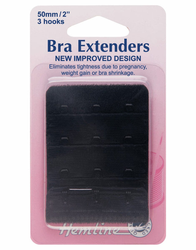 Hemline Fasteners Black Bra Extender, 3 Hooks 9317385118710 9317385118710