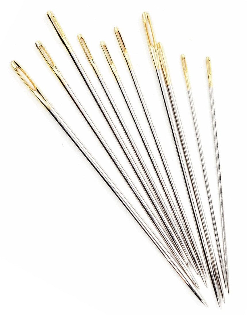 Hemline Gold Needles Embroidery/Crewel Hand Sewing Needles in Glass Tube #3, 5, 7, 9, Hemline Gold 9317385314297 9317385314297