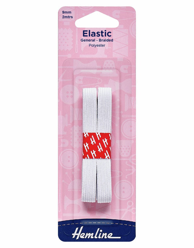 Hemline Elastic White / 9mm White Braided Elastic, 9mm x 2m 9317385003191 9317385003191