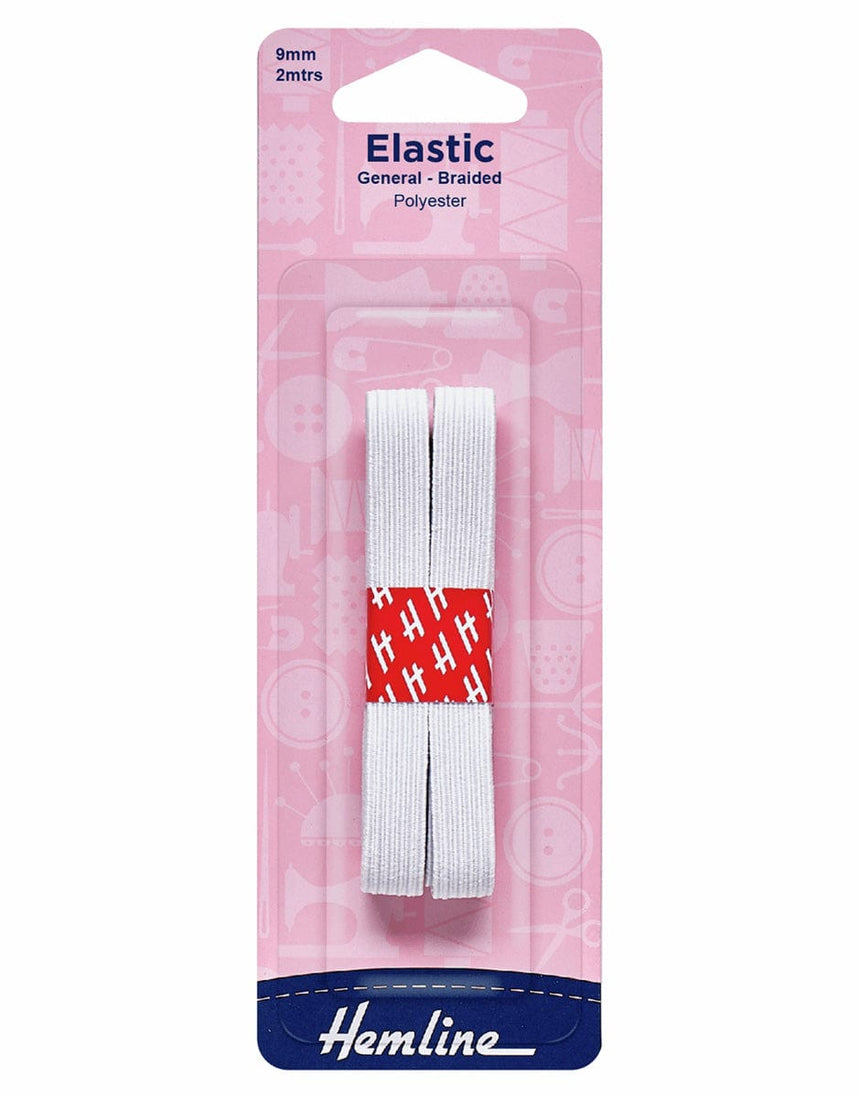 Hemline Elastic White / 9mm White Braided Elastic, 9mm x 2m 9317385003191 9317385003191