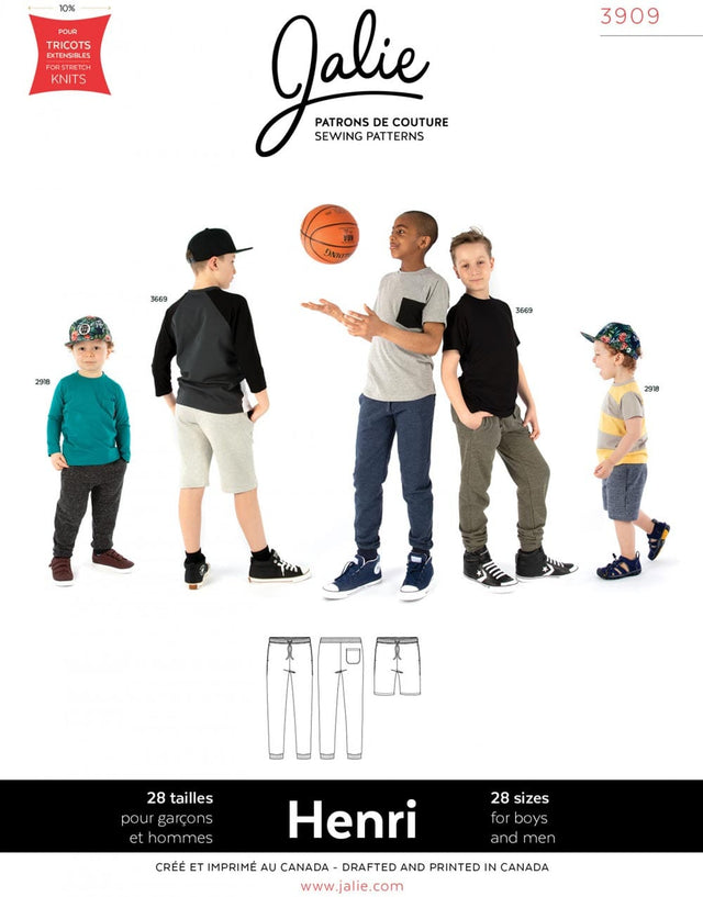 Jalie Trousers & Shorts Unisex Henri Joggers & Shorts for Kids & Adults, Jalie Sewing Pattern 5003909