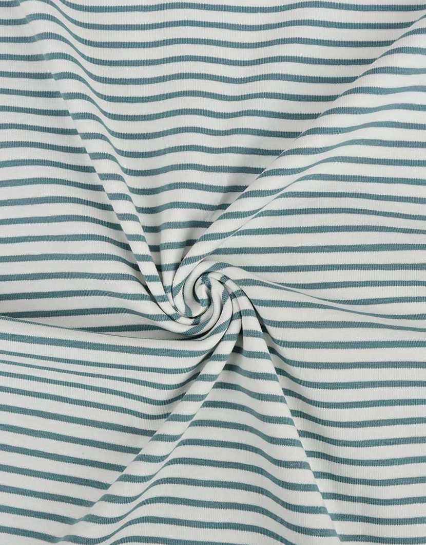 Not Specified Cotton Jersey Blue / Stripes Petrol Blue Breton Striped Cotton Jersey Yarn Dyed Fabric 15966