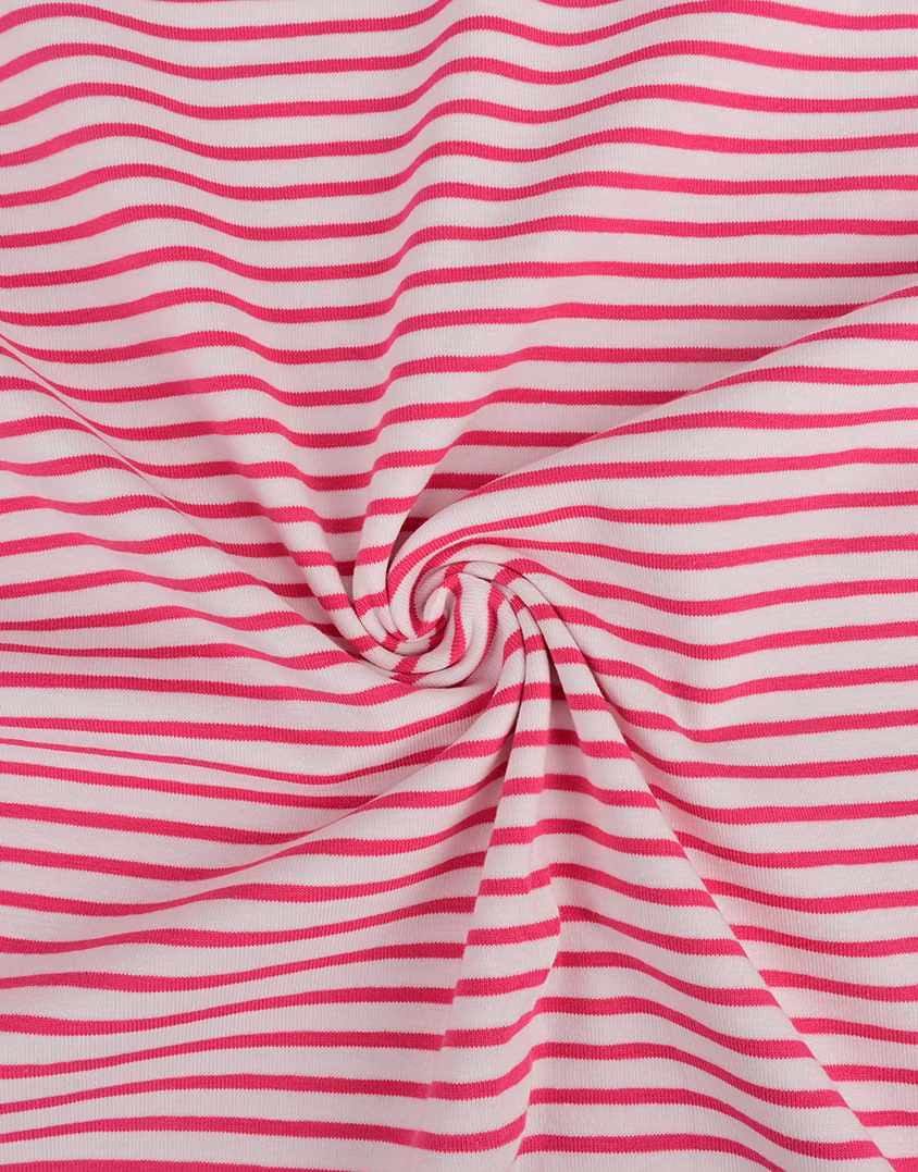 Not Specified Cotton Jersey Pink / Stripes Pink Breton Striped Cotton Jersey Yarn Dyed Fabric 15965