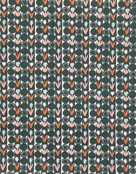 Kokka Oxford Cotton Green Flower & Polker Chips Oxford Cotton Fabric, Kokka Egg Press 12448