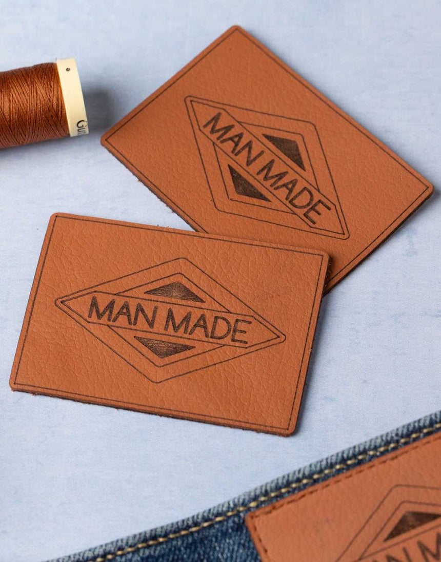 Little Rosy Cheeks Labels Manmade, Whiskey Tan Jeans Leather Labels - Pack of 2 12618