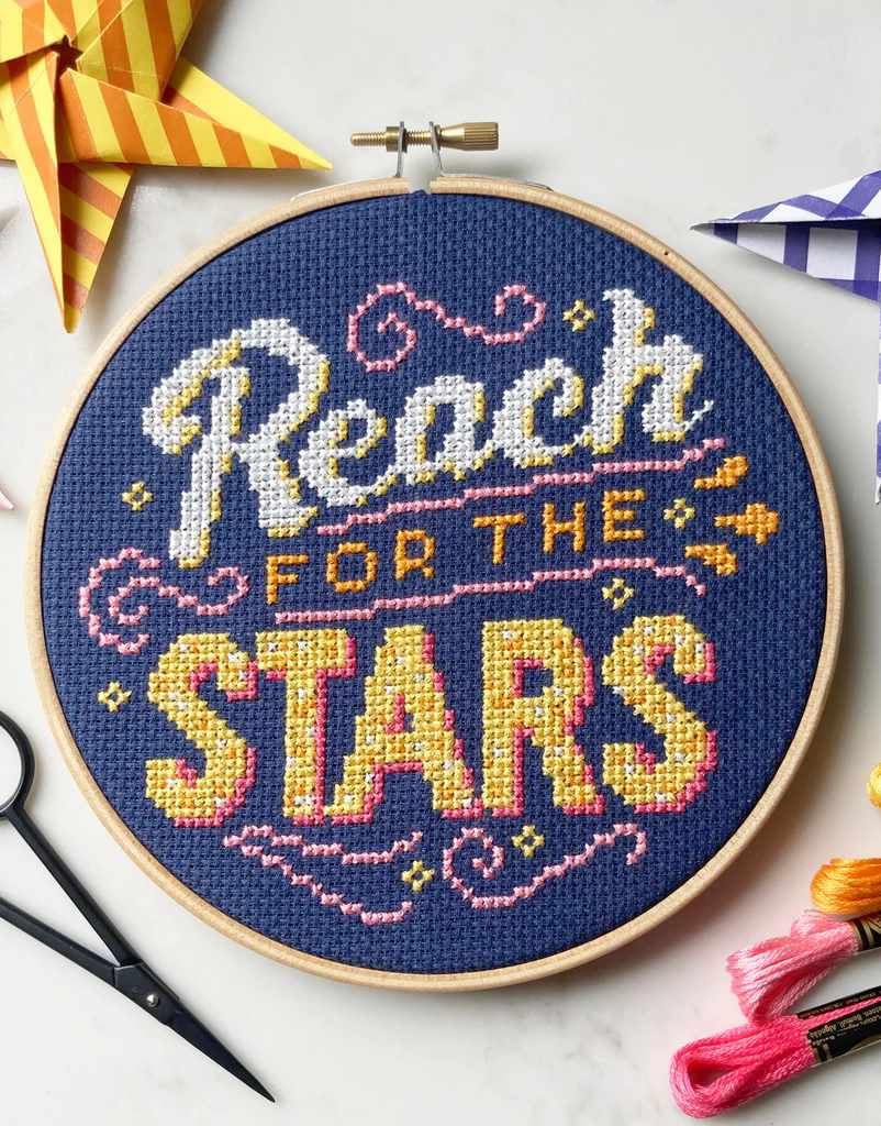 Reach for the Stars Modern Cross Stitch Kit, Love Poppet